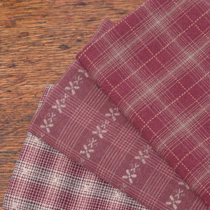 Japanese Yarn-Dyed Fabric Bundle, Maple Leaf Red