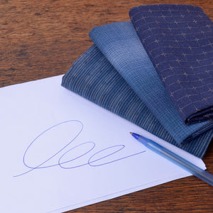 Japanese Yarn-Dyed Fabric Bundle, Ball Point Pen Blues