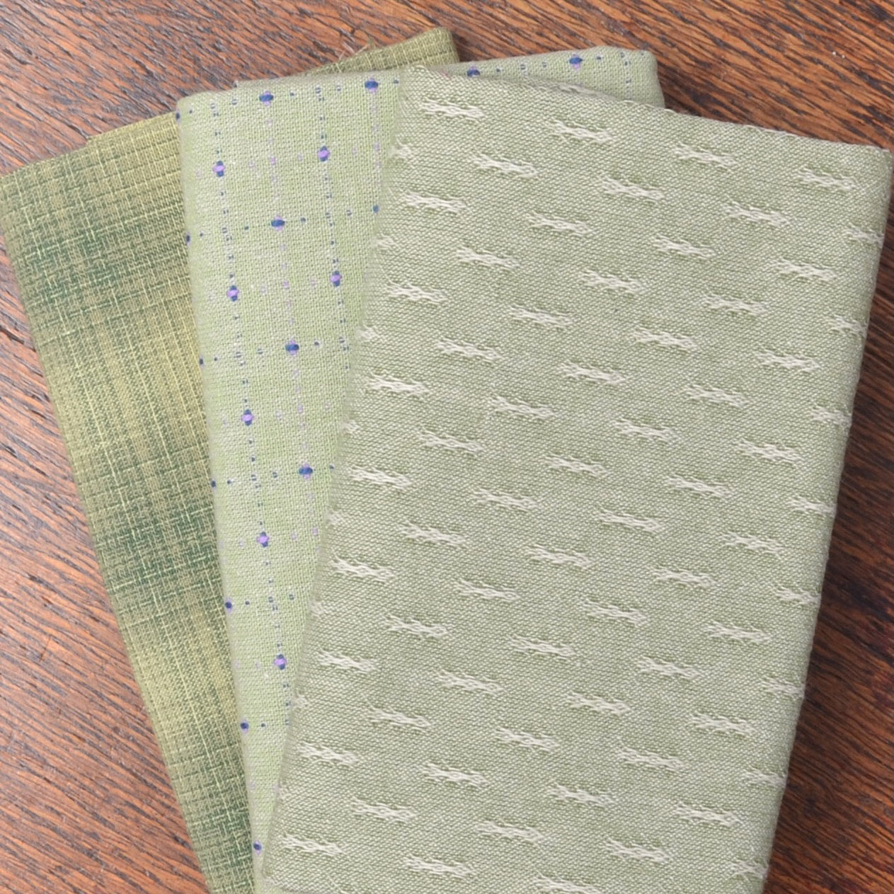 Green Japanese Yarn-Dyed Fabric Bundle