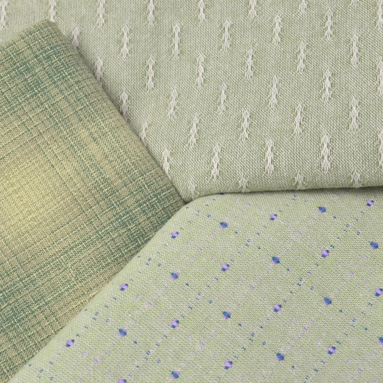 Japanese Yarn-Dyed Fabric Bundle, Kiwi Greens