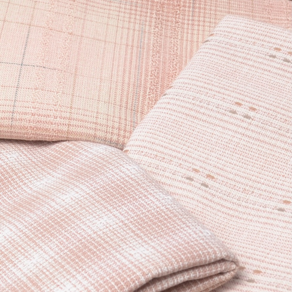 Japanese Yarn-Dyed Fabric Bundle, Antique Pink Ivory