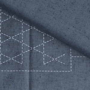 sashiko preprinted light blue/grey tsumugi sewing fabric