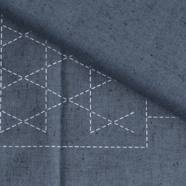 sashiko preprinted light blue/grey tsumugi sewing fabric