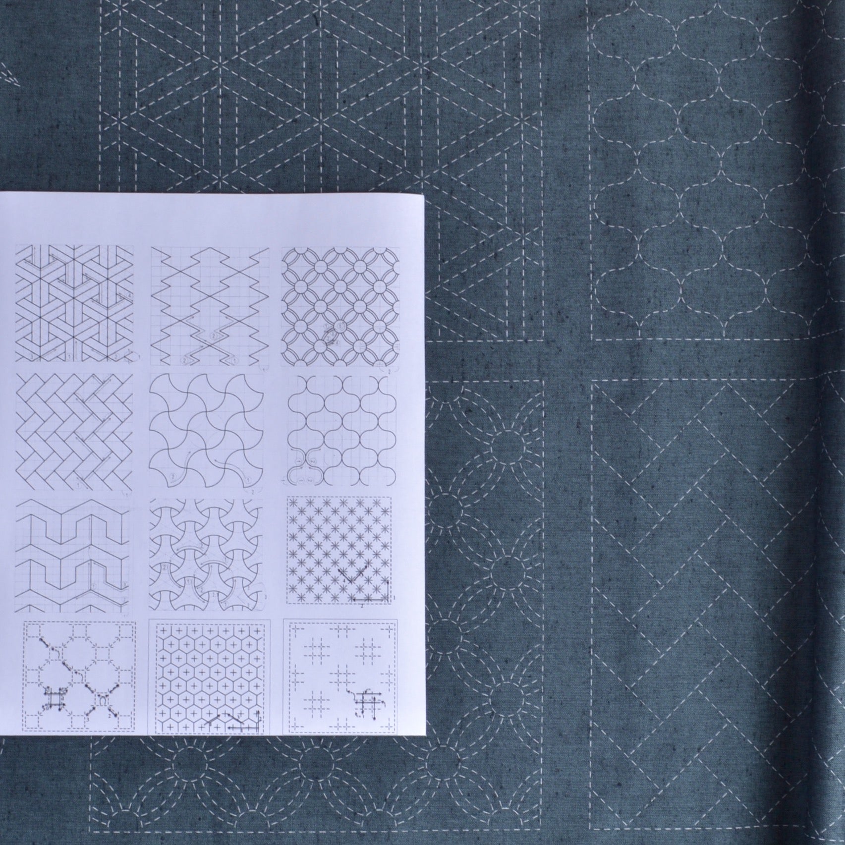 BebeBold sashiko panel, blue/grey tsumugi fabric