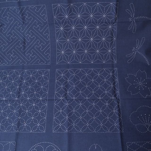 sashiko panel ready to stitch