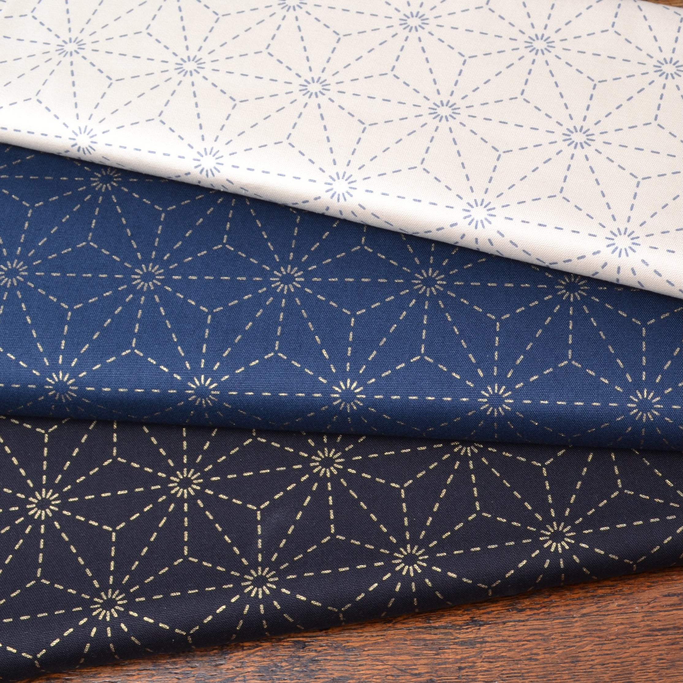 Olympus Pre-printed Sashiko Fabric, Asa-no-Ha (Hemp Leaf)