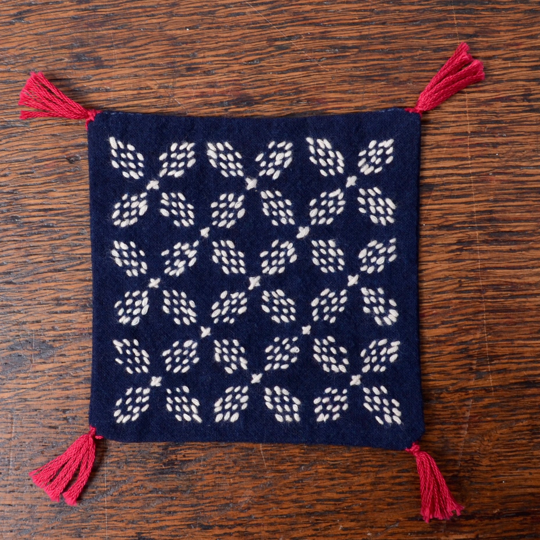 Sashiko rice flower coaster