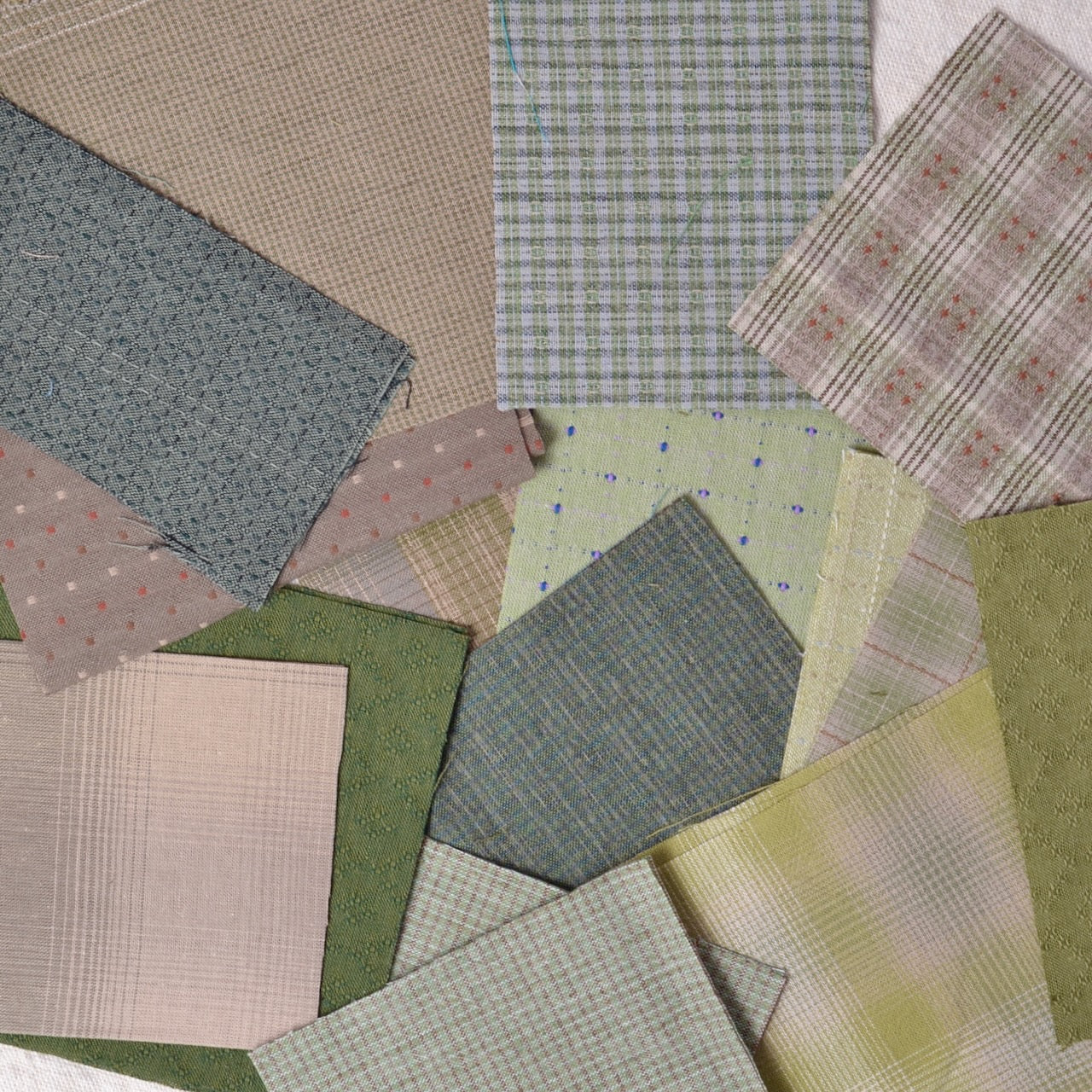 Boro Fabric Pack, Small Pieces, Assorted Greens