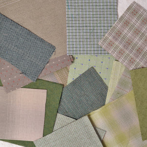 Boro Fabric Pack, Small Pieces, Assorted Greens