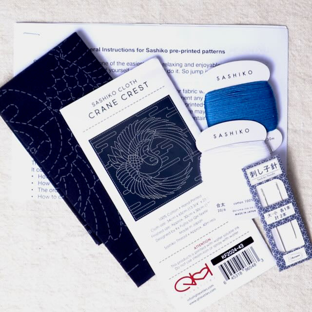 Sashiko Grab & Go Kit: Crane Crest