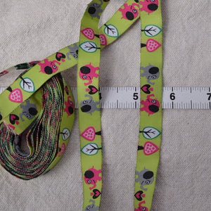 Pale Pink Elephant on Soft Green Ground Sewing Ribbon