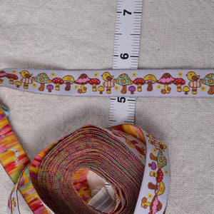 Mushrooms and Yellow Birds Sewing Ribbon