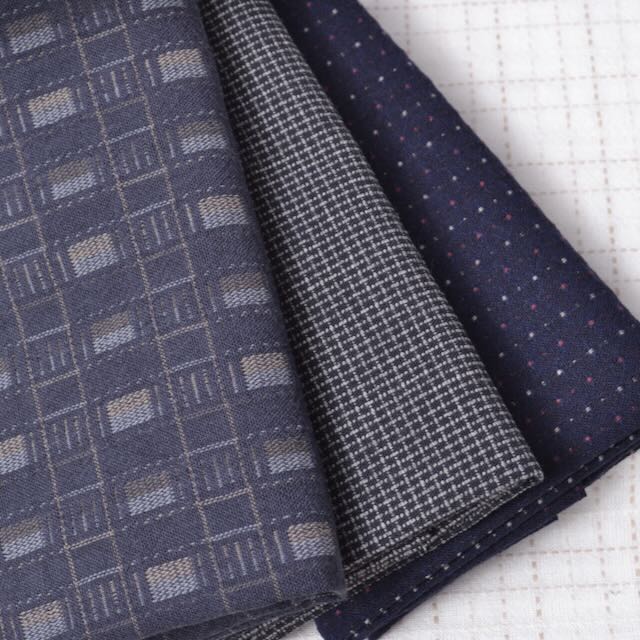 Dyed Yarn Cotton Fabric Bundle of 3, Trio of Blacks