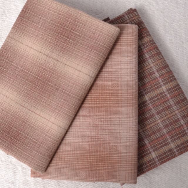 Dyed Yarn Cotton Fabric Bundle of 3, Rose Brown