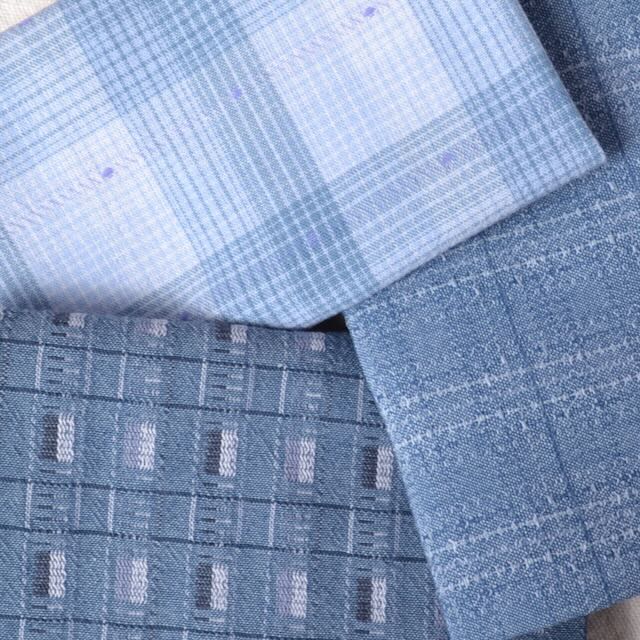 Dyed Yarn Cotton Fabric Bundle of 3, Basic Blues