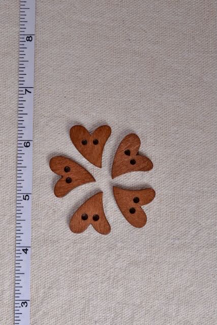 10 Heart Shape Wood Buttons