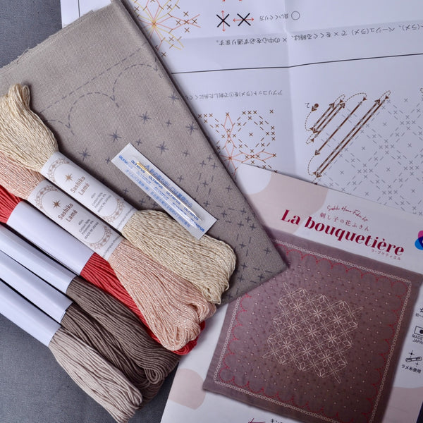 Kugurizashi Sashiko Kit, Kinmokusei - A Threaded Needle