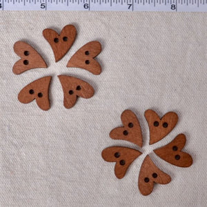 10 Heart Shape Wood Buttons