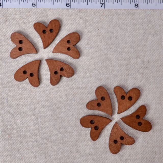 10 Heart Shape Wood Buttons