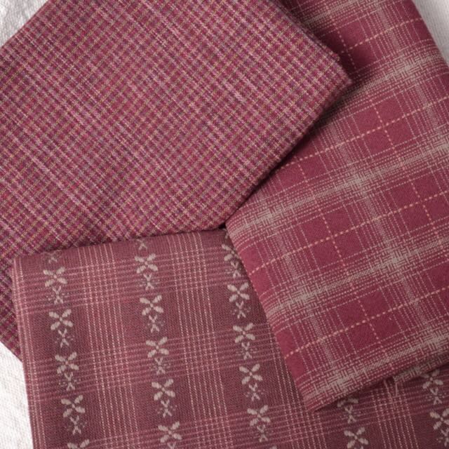 Dyed Yarn Cotton Fabric Bundle of 3, Red Woods