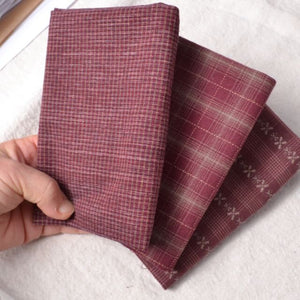 Dyed Yarn Cotton Fabric Bundle of 3, Red Woods