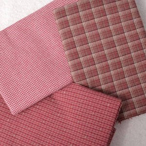 Dyed Yarn Cotton Fabric Bundle of 3, Strawberry Jam