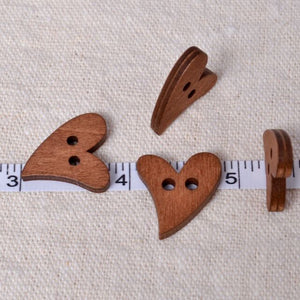 10 Heart Shape Wood Buttons