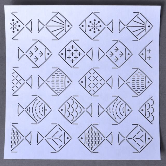 Sashiko Stencil, 8" X 8"  Small Fish