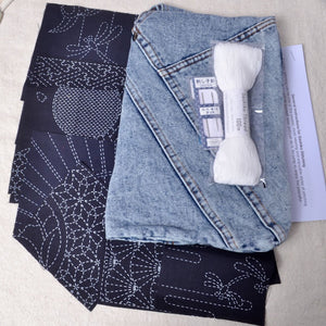 Sashiko patch denim bag kit