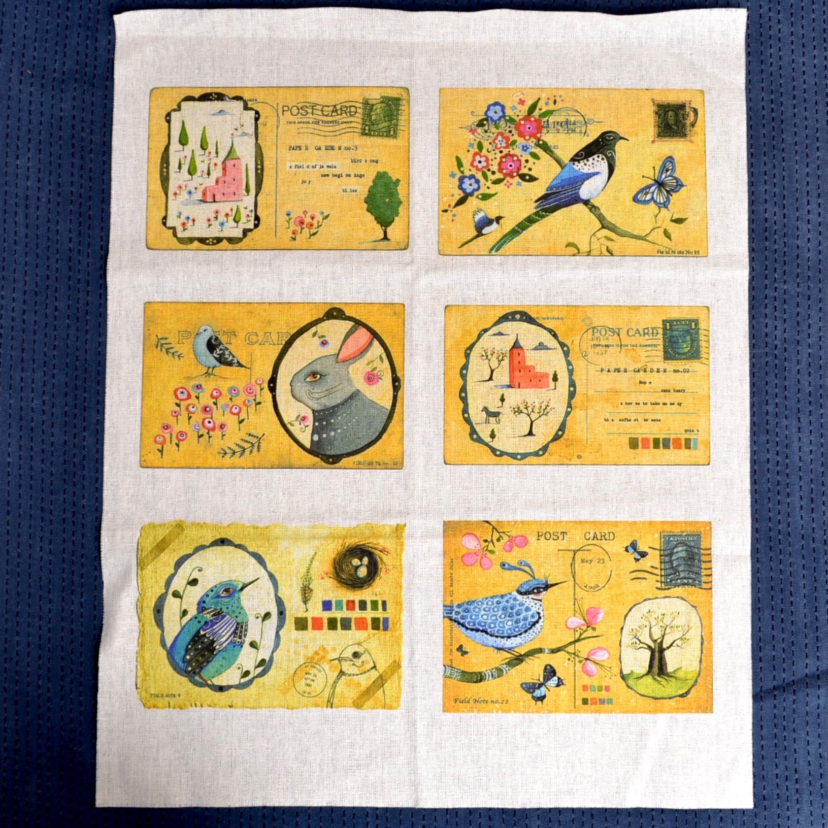 cotton linen postcard patches