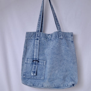 Denim Bag Stitching Blank with 3 Pockets, one outer, 2 inner, shoulders strap and magnetic closure 
