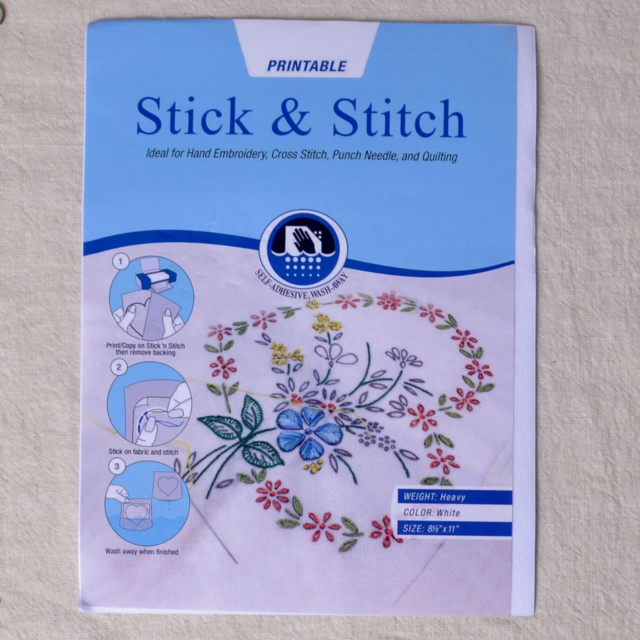 Printable, Dissolvable, Stick & Stitch Product