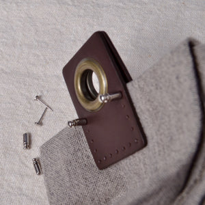 Flat Head Pins fixing leather grommet in place