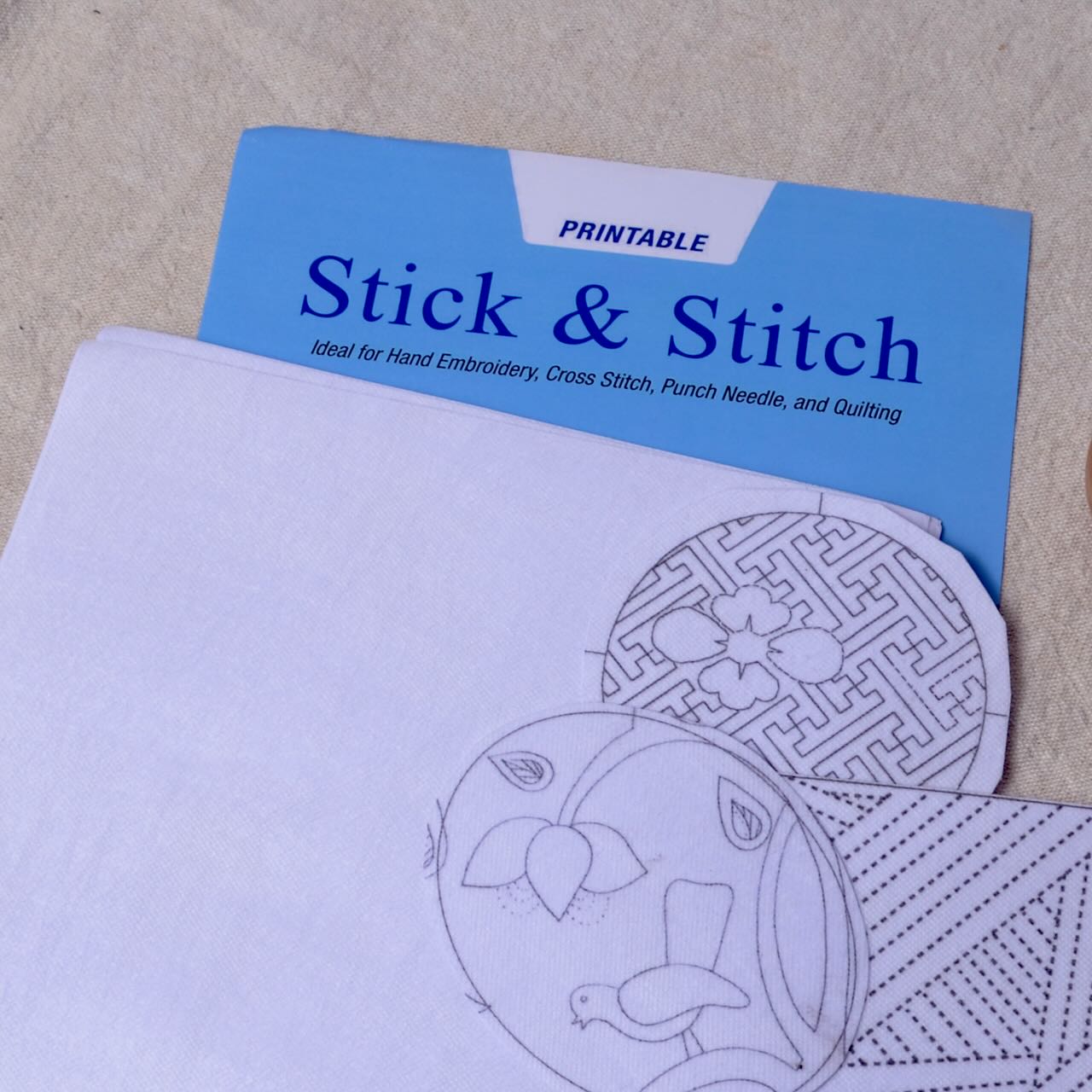 Printable, Dissolvable, Stick & Stitch Product with examples