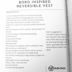 back of pattern for Boro Inspired Reversible vest 