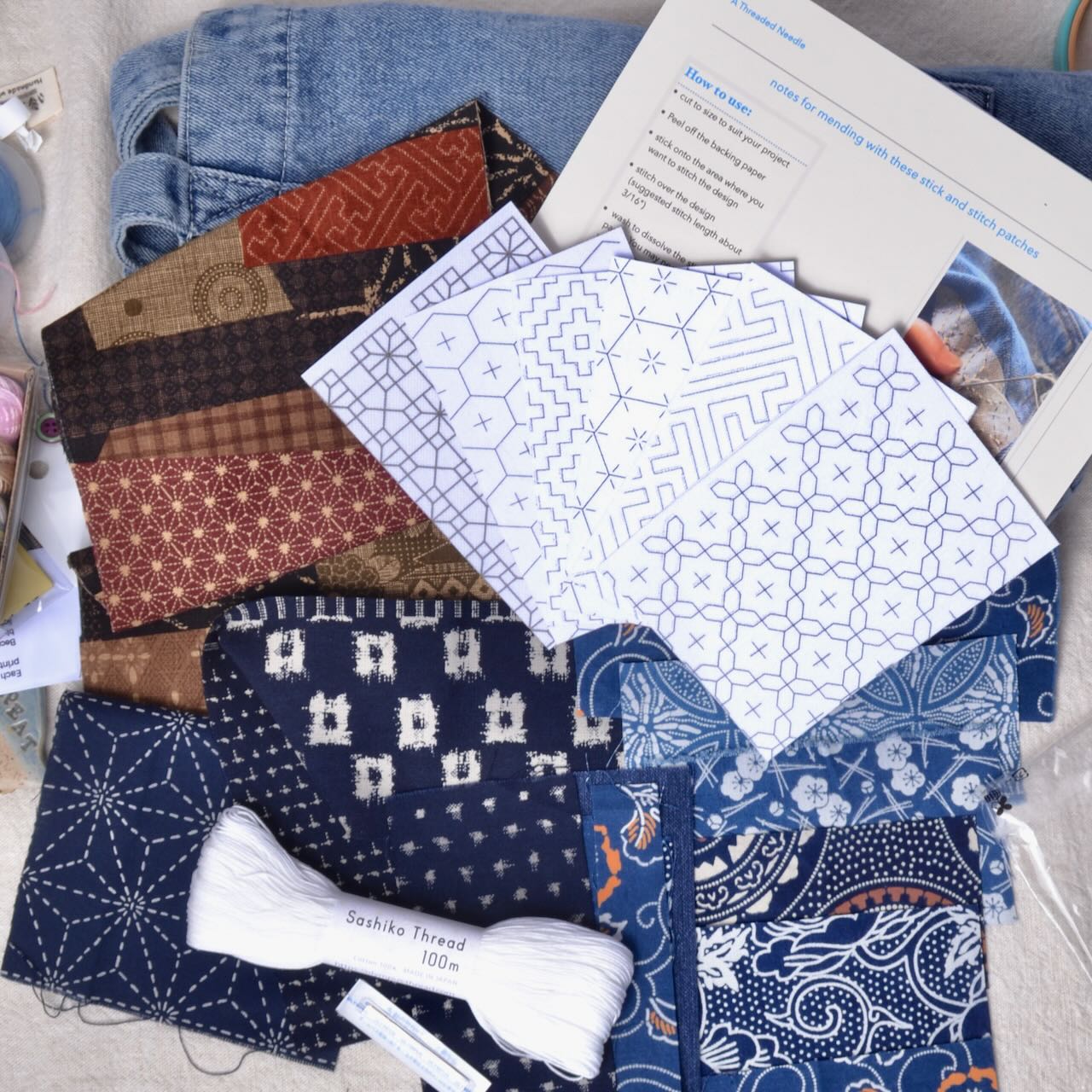 Denim Tote Bag Kit to make Boro Inspired Style Bag