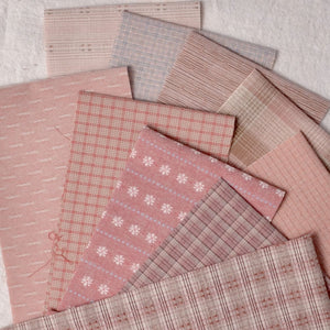 Dyed Yarn Cotton Fabric, 10 Pieces 5" X 21", Assorted Pinks