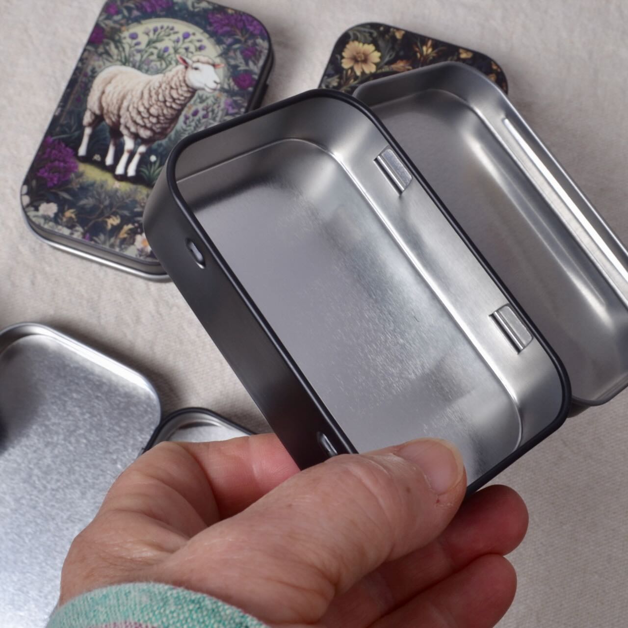 inside of small metal tin