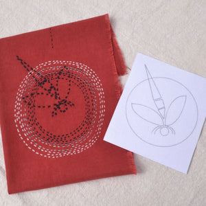 finished stitching of sashiko dragonfly