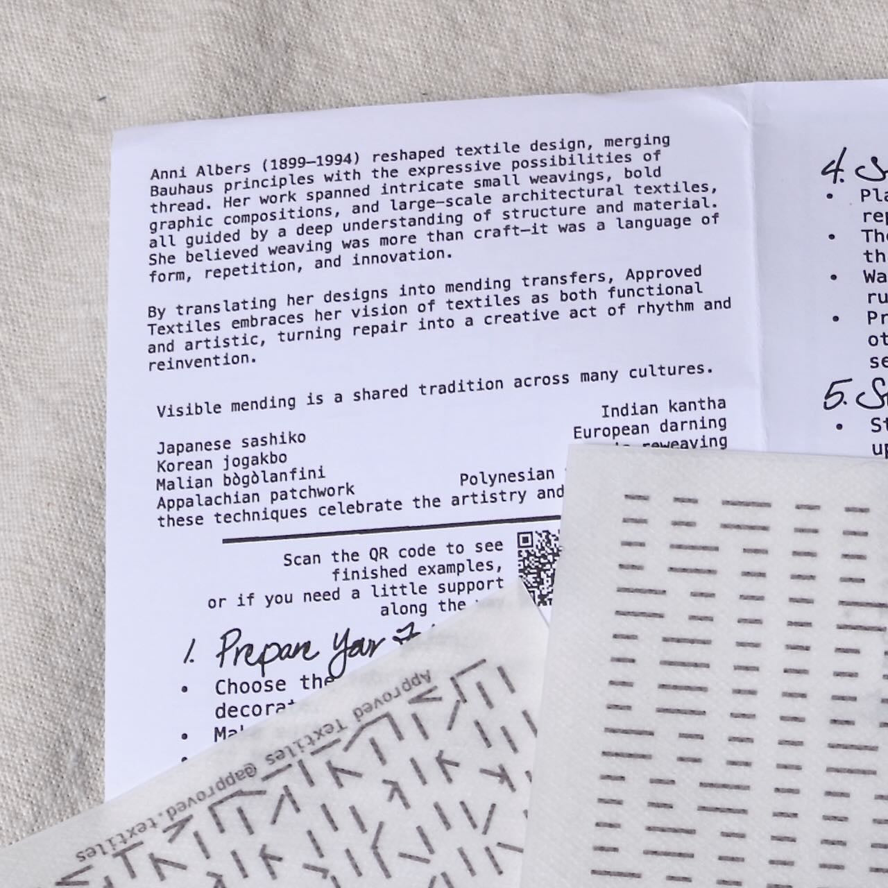 Dissolvable Stitching Guides for Visible Mending "Anni Albers, Weaver"