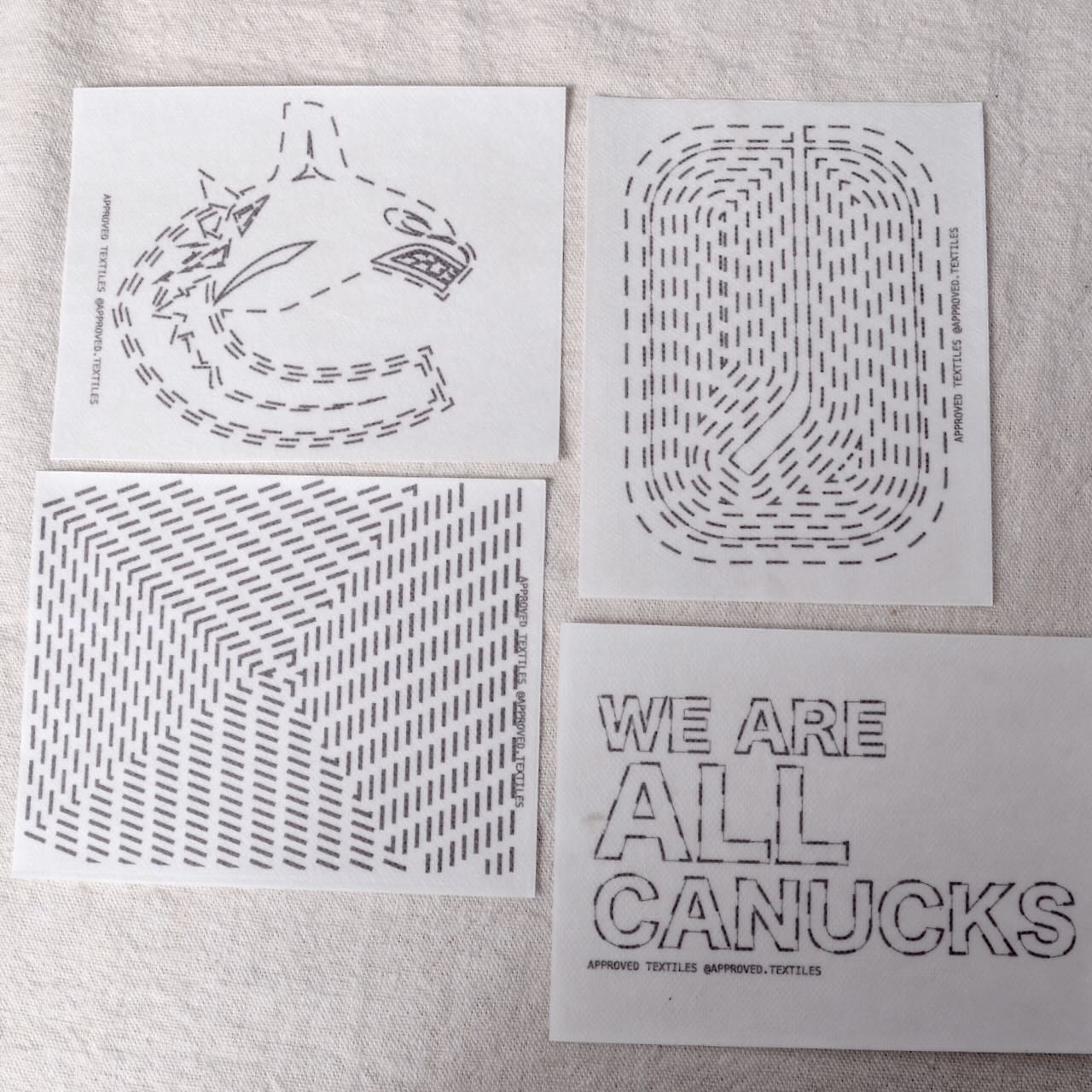 Dissolvable Stitching Guides for Visible Mending "Vancouver Canucks"