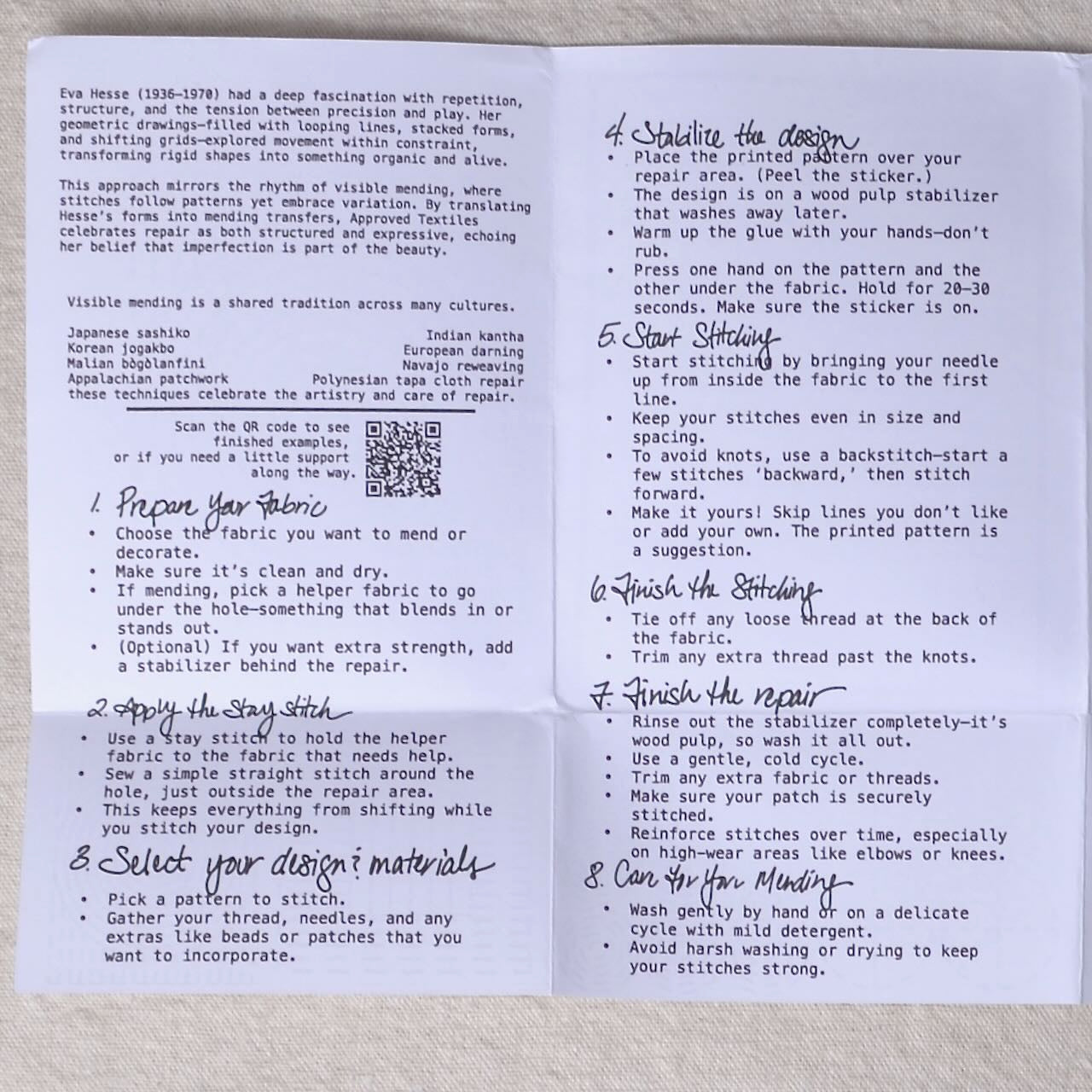 Instructions for fabric repair 
