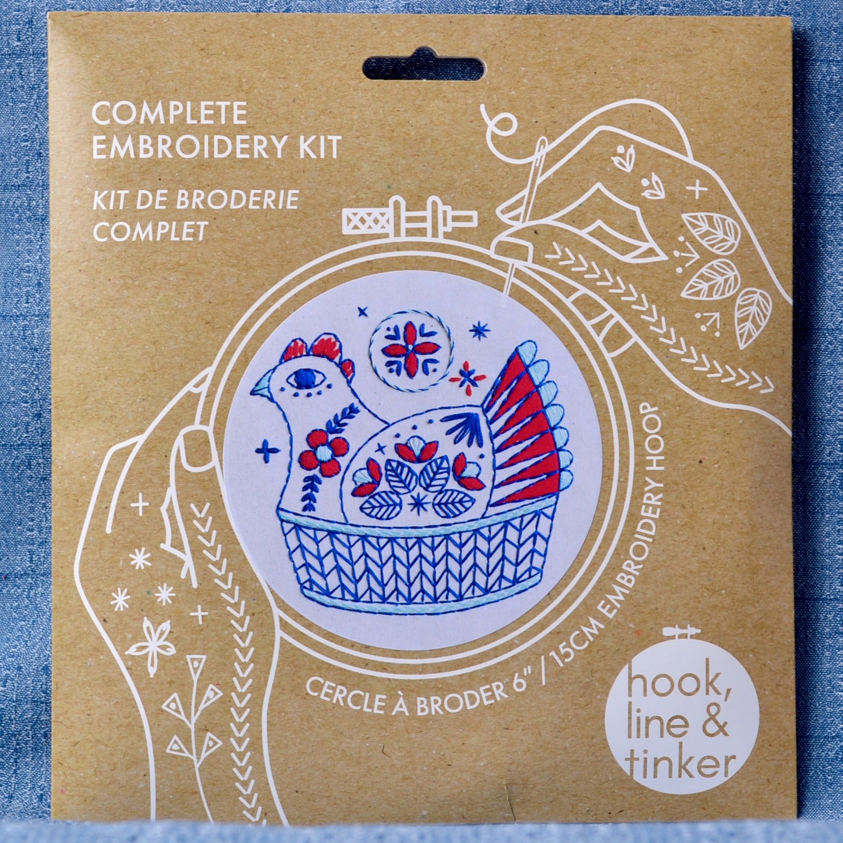 French Hen embroidery kit from Hook, Line & Tinker