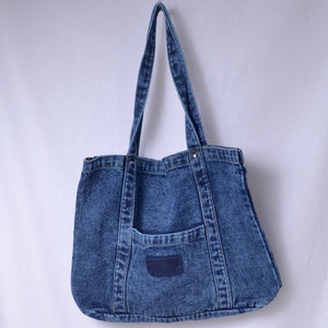 Blue denim tote bag  blank for boro or sashiko inspired stitching