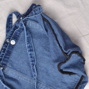 Showing inside of Washed Blue Denim Shoulder Tote Bag 