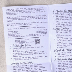 Instructions for mending fabric