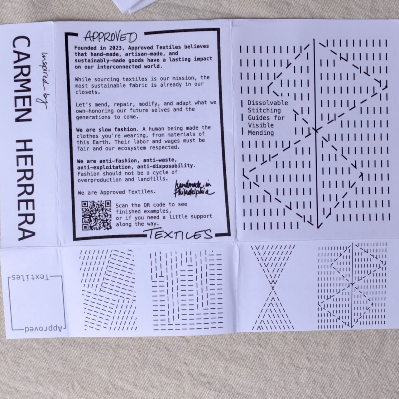Dissolvable Stitching Guides for Visible Mending 