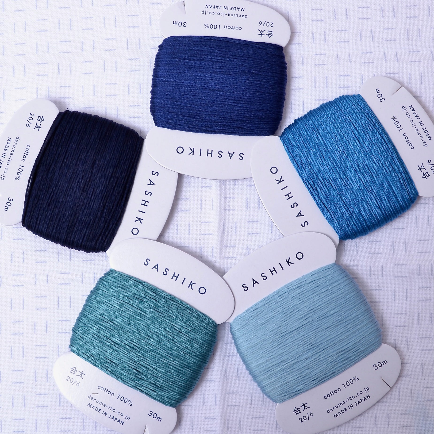 Daruma Sashiko Thread 20/6,  Indigo Ocean Collection