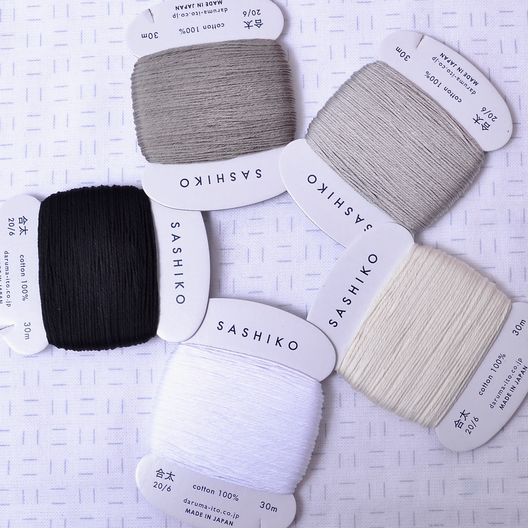 Daruma Sashiko Thread 20/6, Smoke Collection