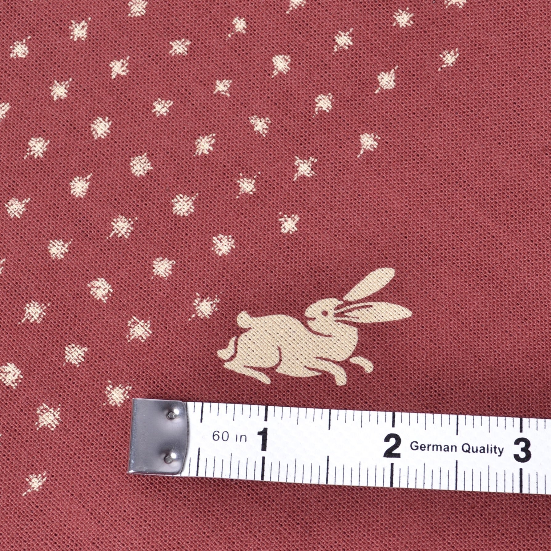 showing size of bunny on cotton fabric